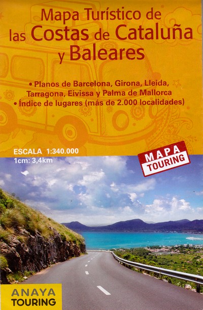 Mapa turístico de las Costas de Cataluña y Baleares