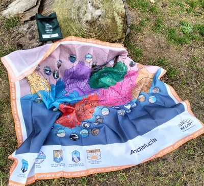 Mapa de tela ilustrado de Andalucía (zonas montañeras)