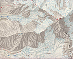 Map of glaciers of Mount Gongga