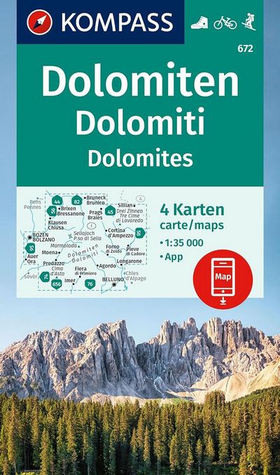 672 Dolomiten. Dolomitas (4 mapas)