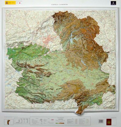 Mapa en relieve de Castilla-La Mancha