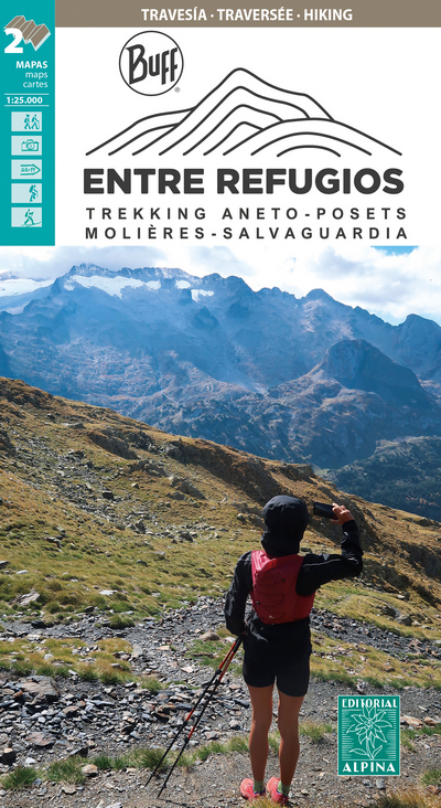 Entre refugios. Mapa trekking. Aneto-Posets