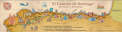 POSTER CAMINO DE SANTIAGO DEL NORTE Y PRIMITIVO