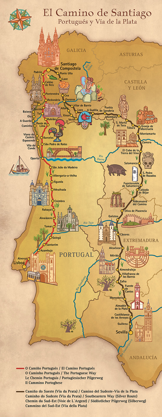 POSTER CAMINO DE SANTIAGO PORTUGUÉS Y VÍA DE LA PLATA POSTER CAMINO DE SANTIAGO PORTUGUÉS Y VÍA DE LA PLATA