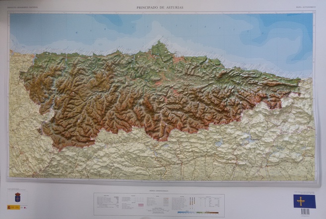 Mapa en relieve del Principado de Asturias