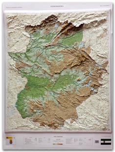 Mapa en relieve de Extremadura