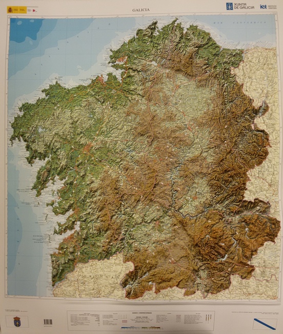 Mapa en relieve de Galicia