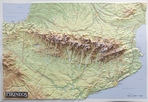 Mapa en relieve de los Pirineos