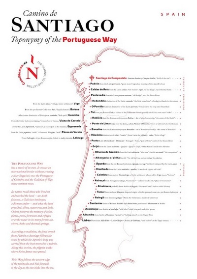 Mapa etimológico del Camino Portugués (en inglés)