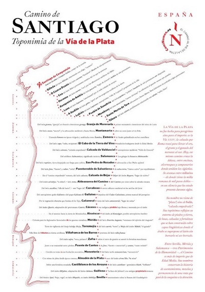 Mapa etimológico de la Vía de la Plata