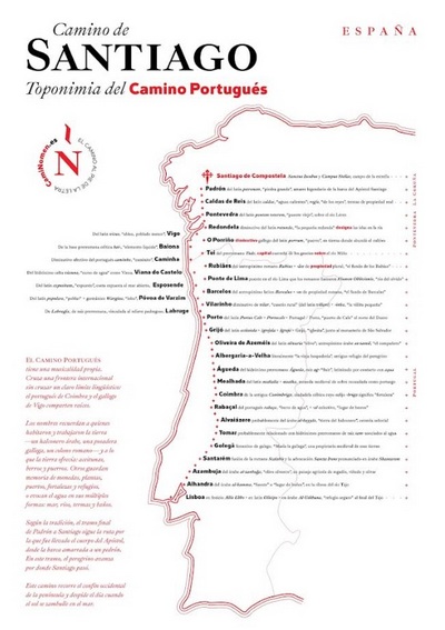 Mapa etimológico del Camino Portugués