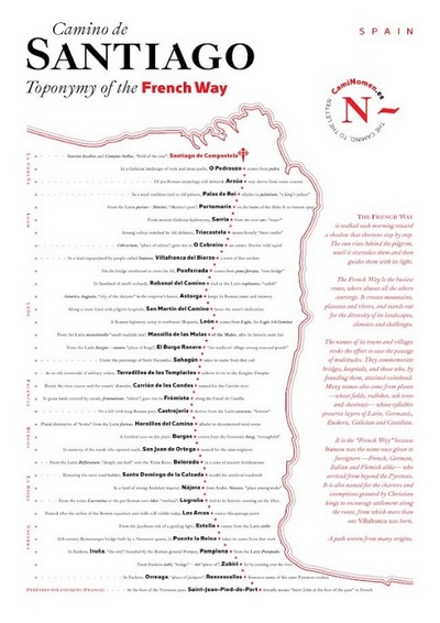 Mapa etimológico del Camino Francés (en inglés)