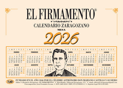 El firmamento. Calendario zaragozano - 2026 (de mesa)