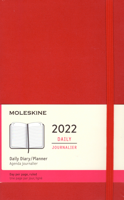 2022 Agenda Moleskine 12 meses diaria tapa roja