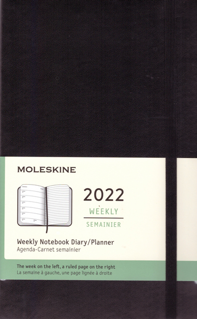 2022 planificador semanal Moleskine 12 meses tapa negra