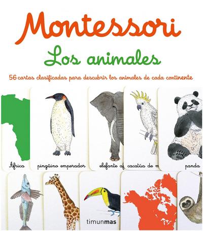 Montessori. Juego cartas de los animales.. 56 cartas clasificadas `para descubrir los animales de cada continente